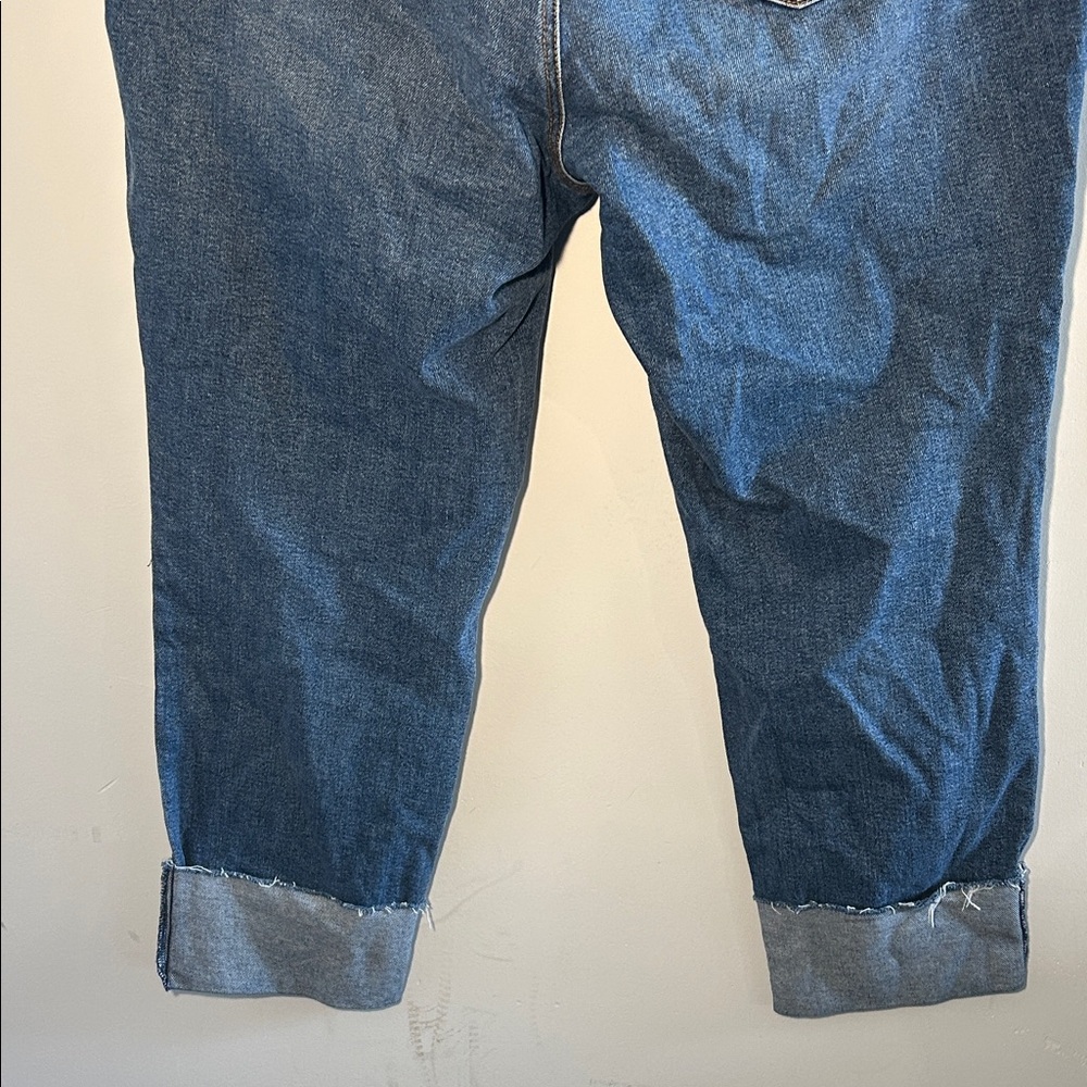 LOFT, Woman’s Size Modern Straight Blue Cropped Jeans with Distressed Details - Picture 7 of 8